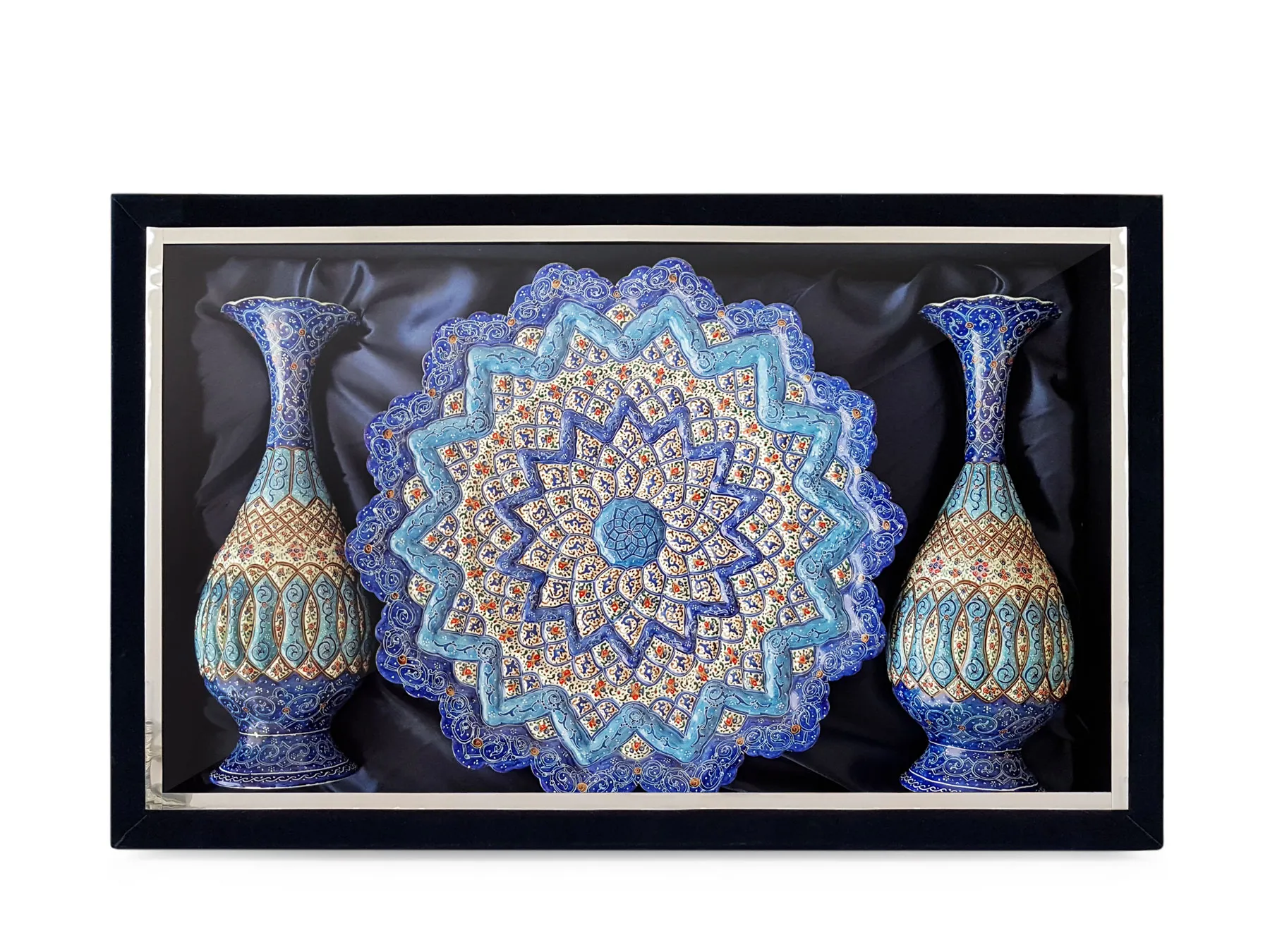 ست بشقاب میناکاری ۳۰ و گلدان 25 سانتی