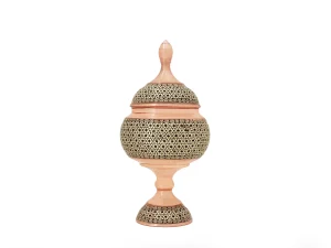 قندان پایه دار مسی خاتم کاری