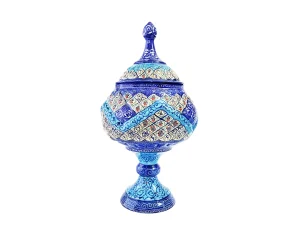 شکلات خوری پایه دار مسی میناکاری شده