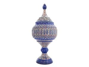 قندان پایه دار میناکاری اسماعیلی ارتفاع ۳۰ سانتی