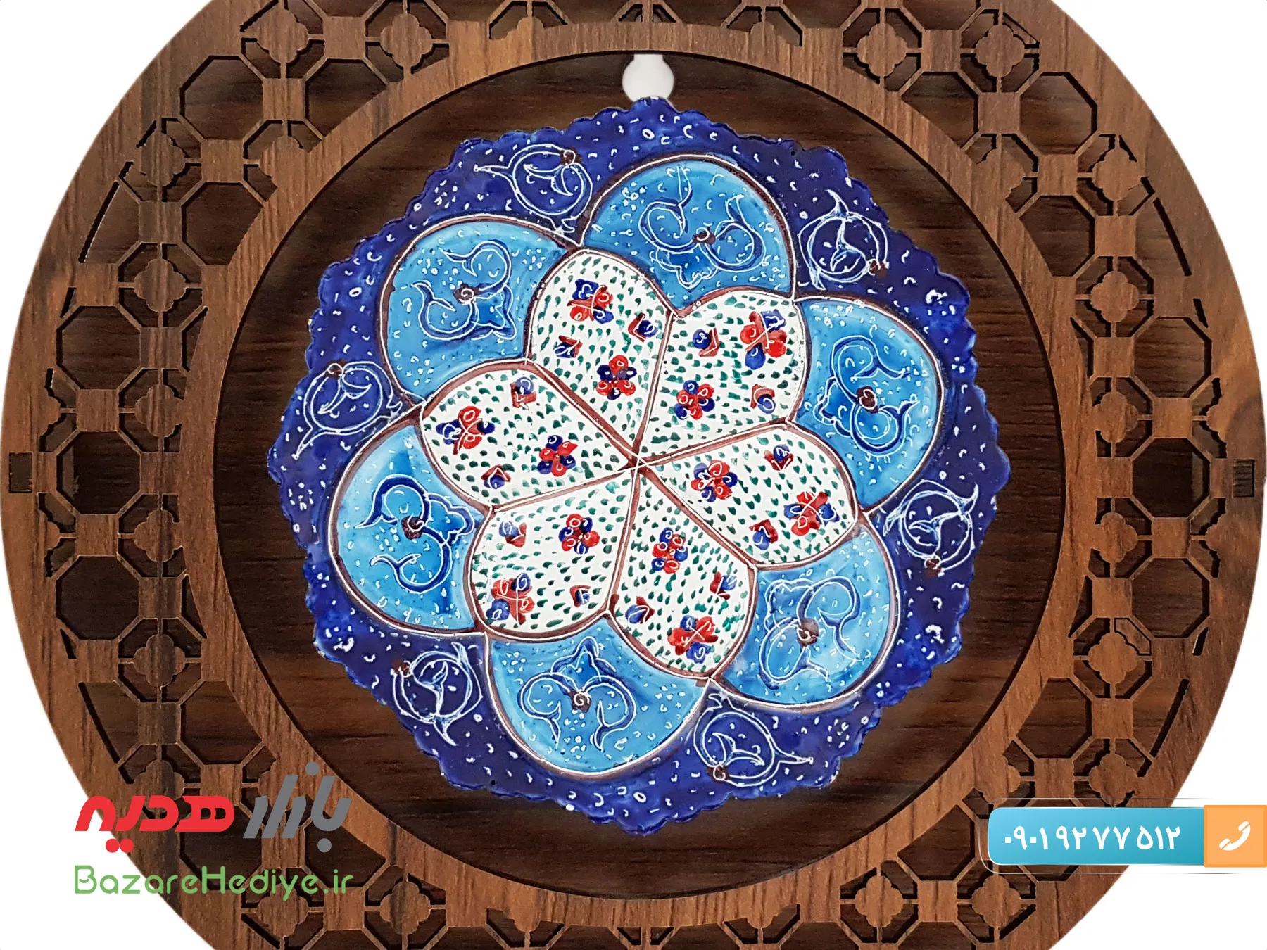 تابلو میناکاری ۱۰ سانتی جعبه چوبی گرد و مشبک