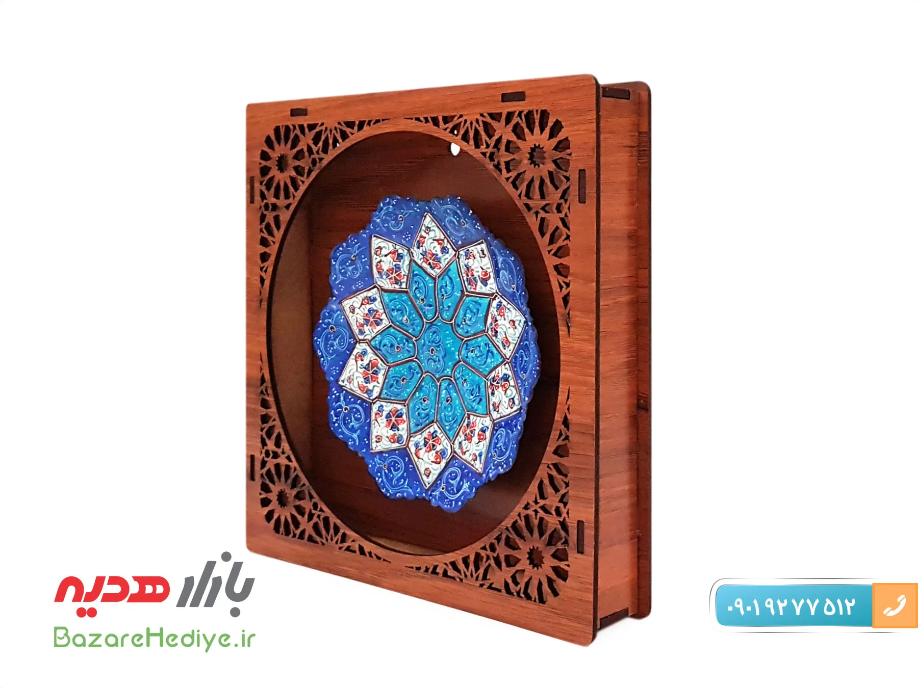 تابلو میناکاری چوبی طرح مشبک سایز کوچک
