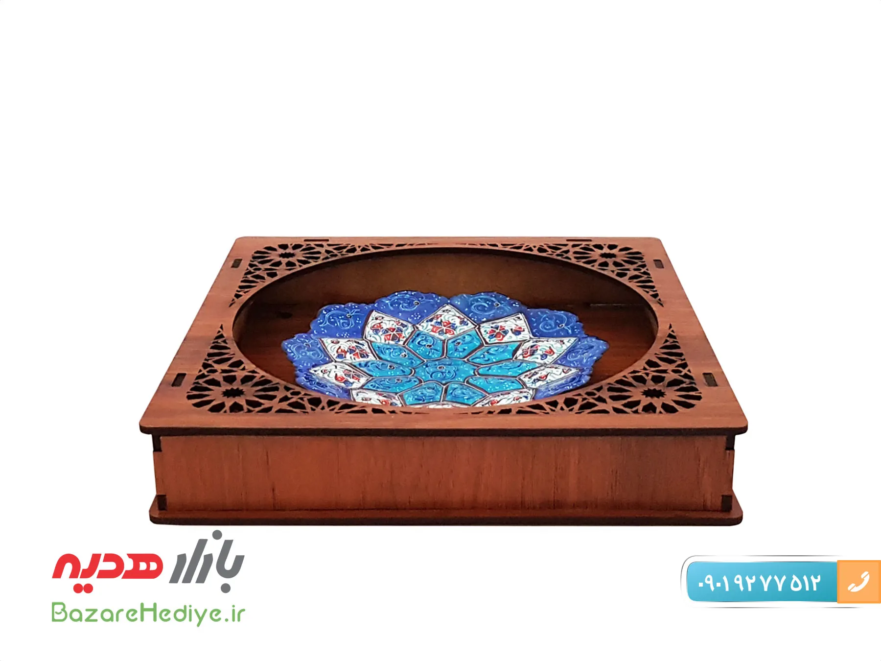 تابلو میناکاری چوبی طرح مشبک سایز کوچک
