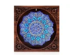 قاب میناکاری با جعبه چوبی مشبک ۲۵*۲۵ سانتی متر