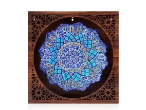 قاب میناکاری با جعبه چوبی مشبک ۲۵*۲۵ سانتی متر