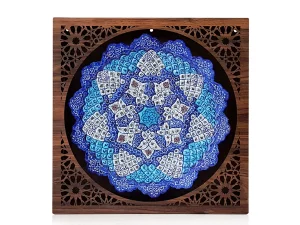 تابلو میناکاری با جعبه چوبی مشبک ۳۴*۳۴ سانتی متر