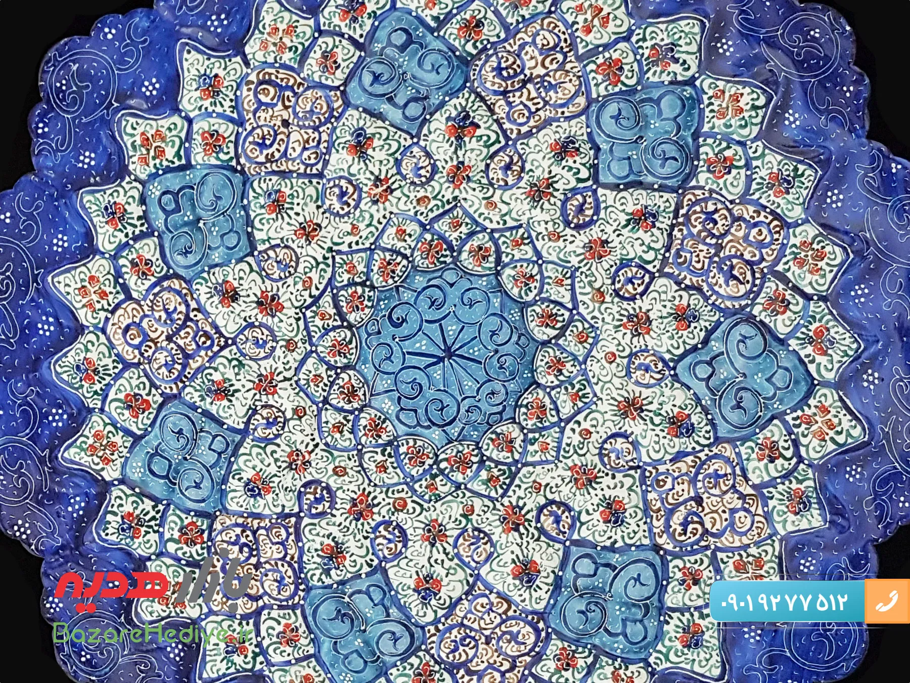 قاب میناکاری شده بشقاب قطر ۳۰ سانتی متر
