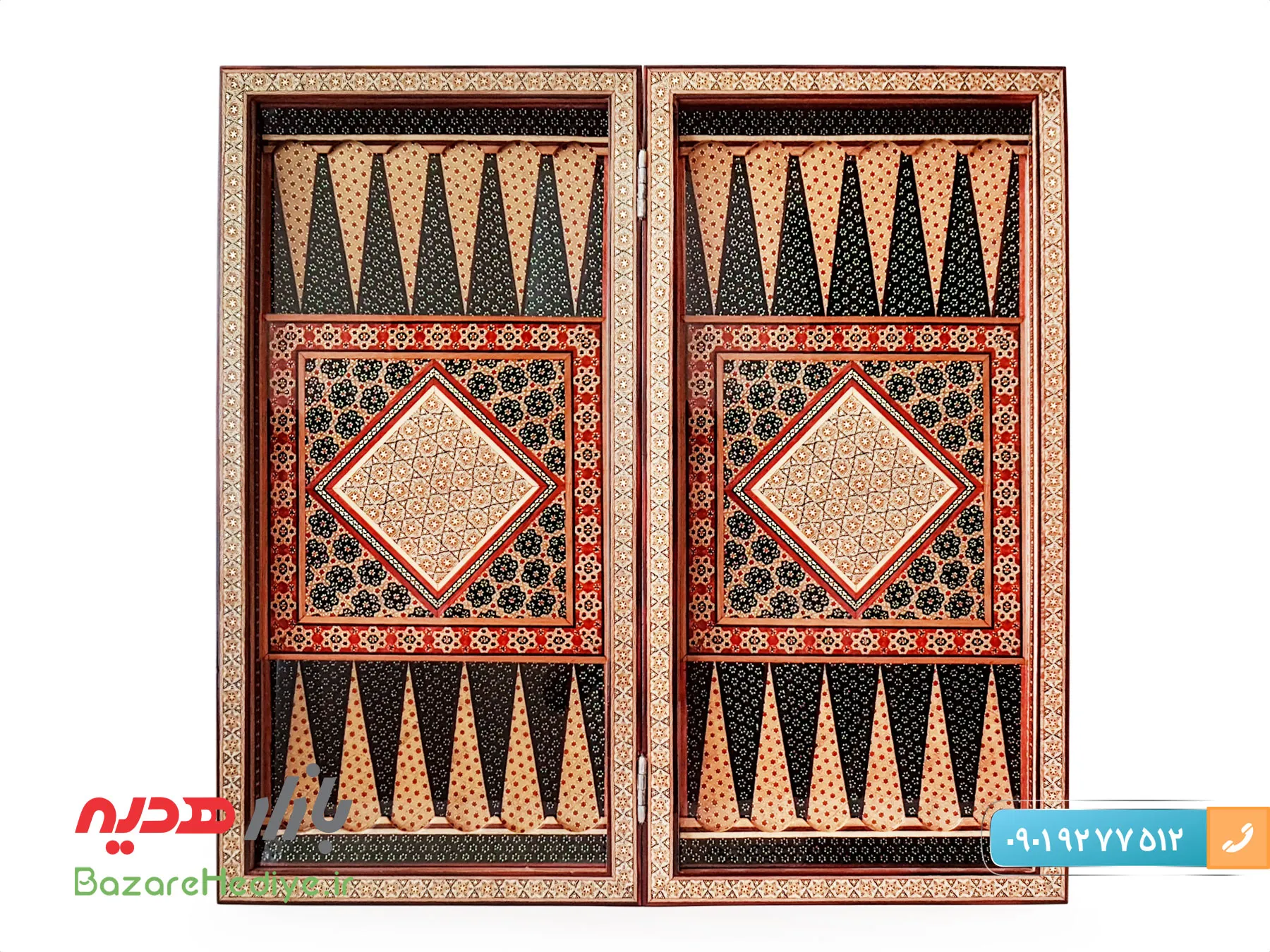 تخته نرد و صفحه شطرنج خاتم کاری ۵۰ سانتی متری