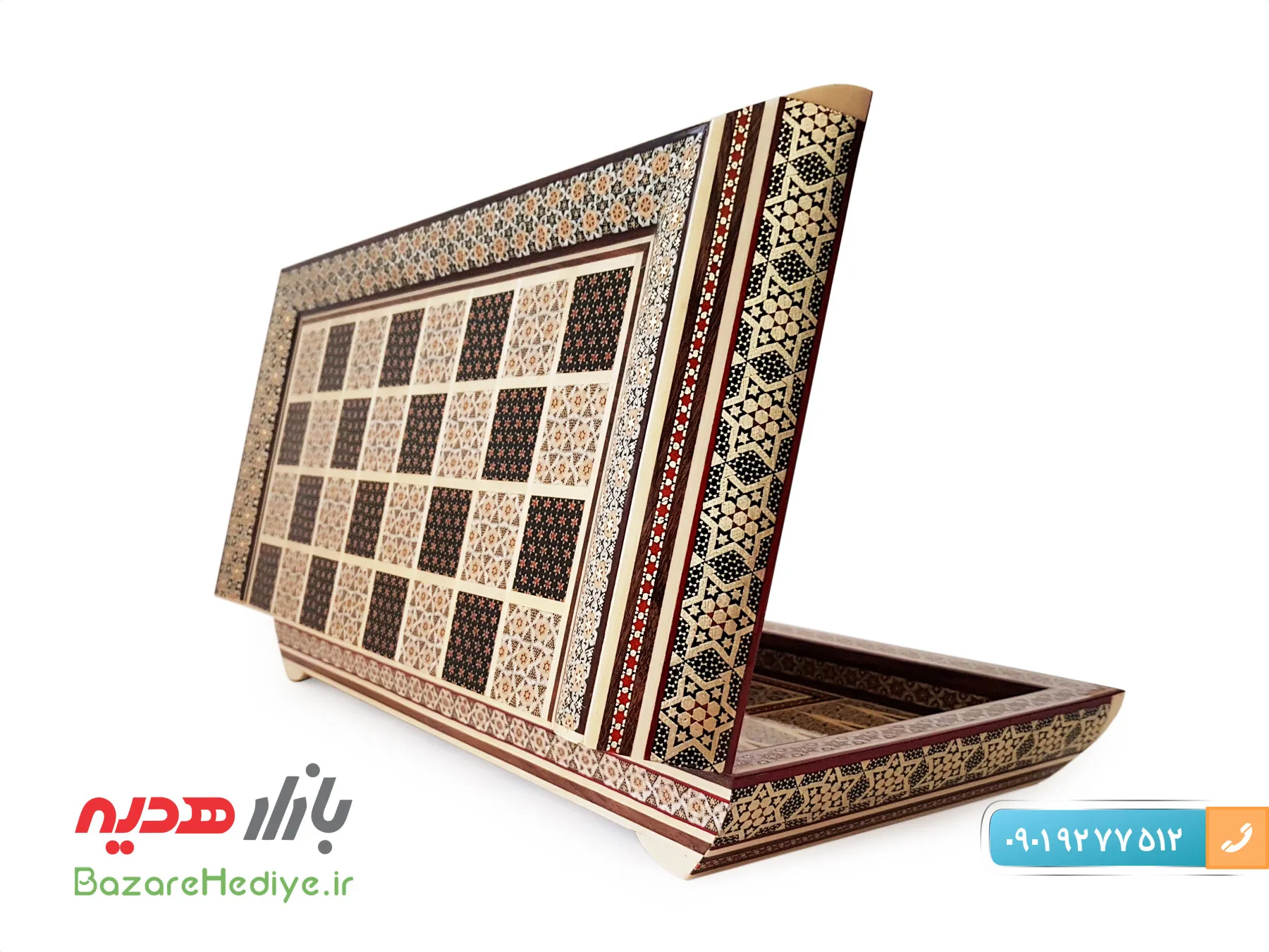 تخته نرد و شطرنج ۴۰ سانتی متری خاتم کاری اعلا