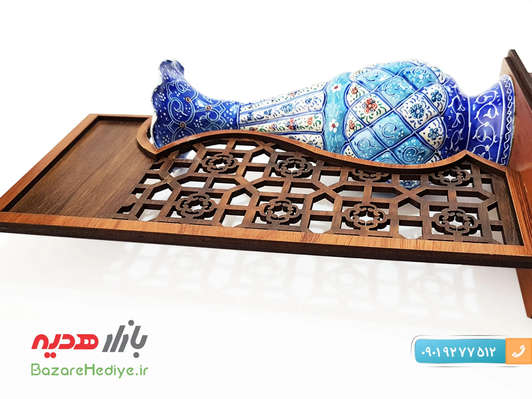 تندیس گلدان میناکاری ۱۶ سانتی متری