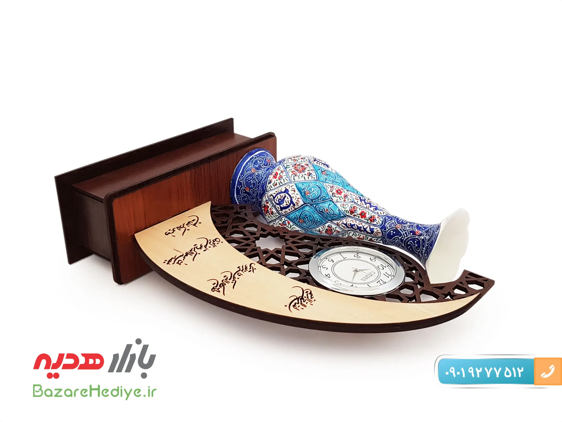 تندیس میناکاری مهر و ماه با ساعت