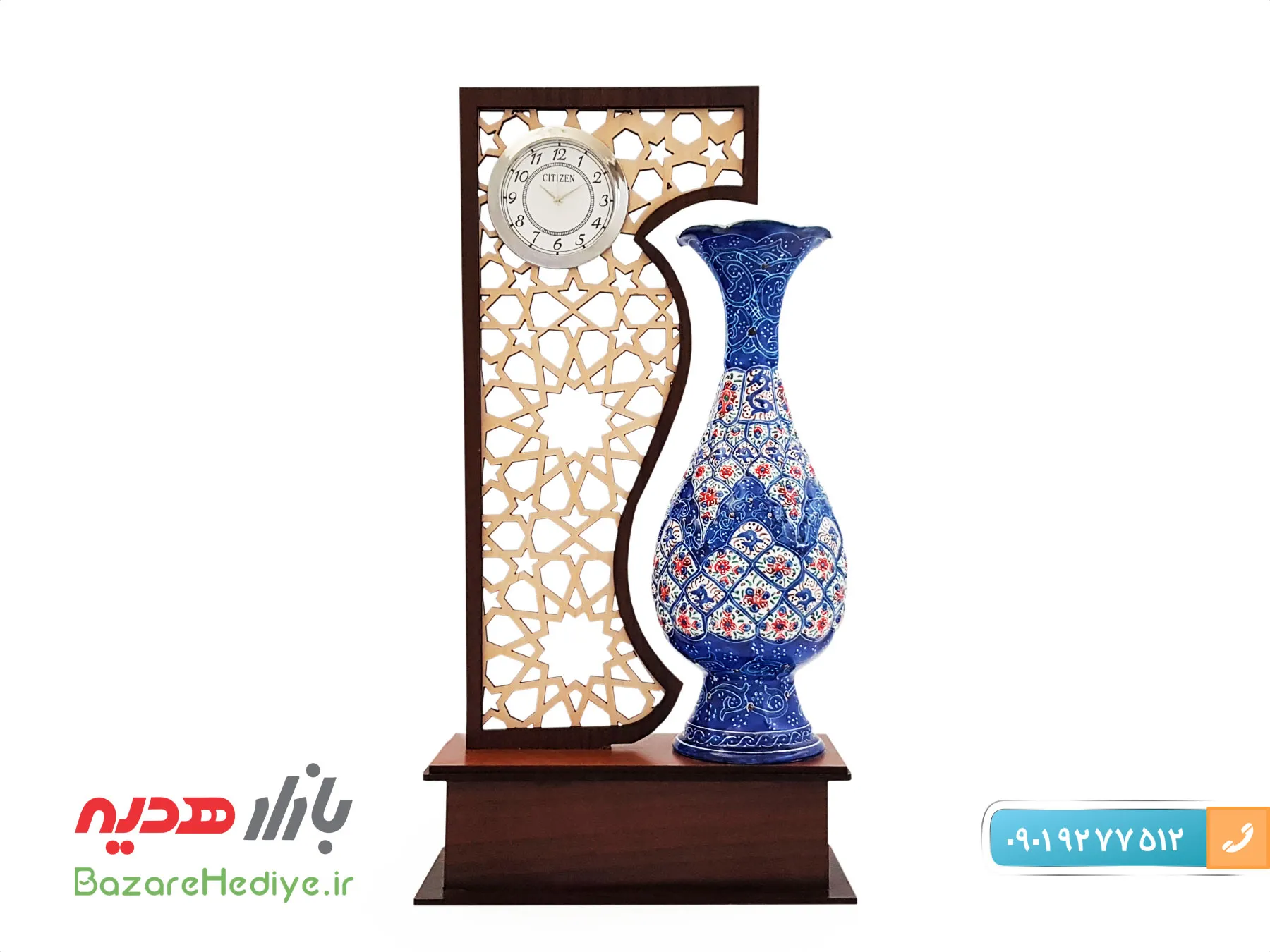 تندیس ساعت گلدان ۲۰ سانتی میناکاری