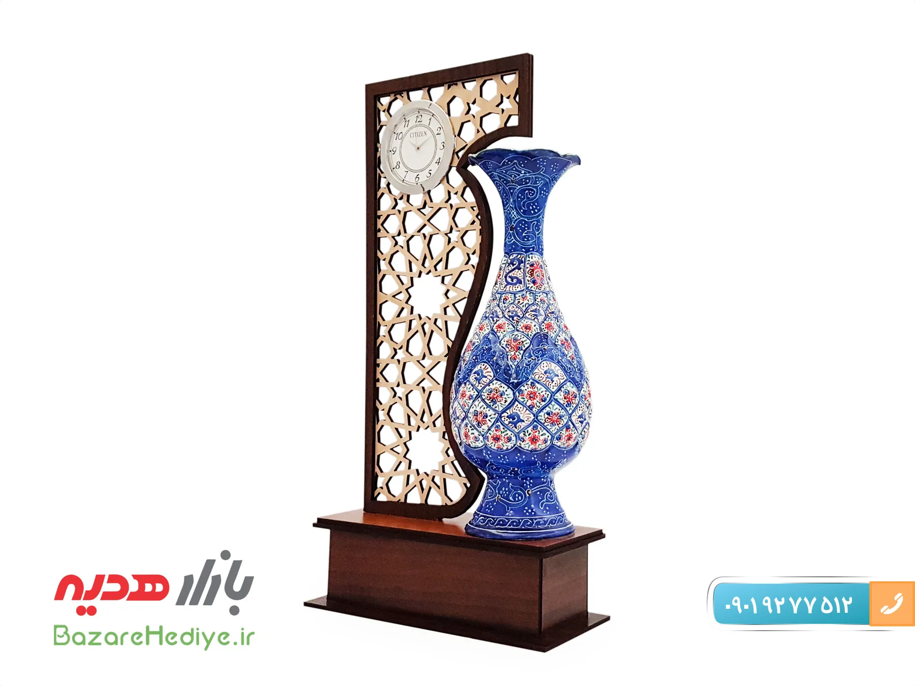 تندیس ساعت گلدان ۲۰ سانتی میناکاری