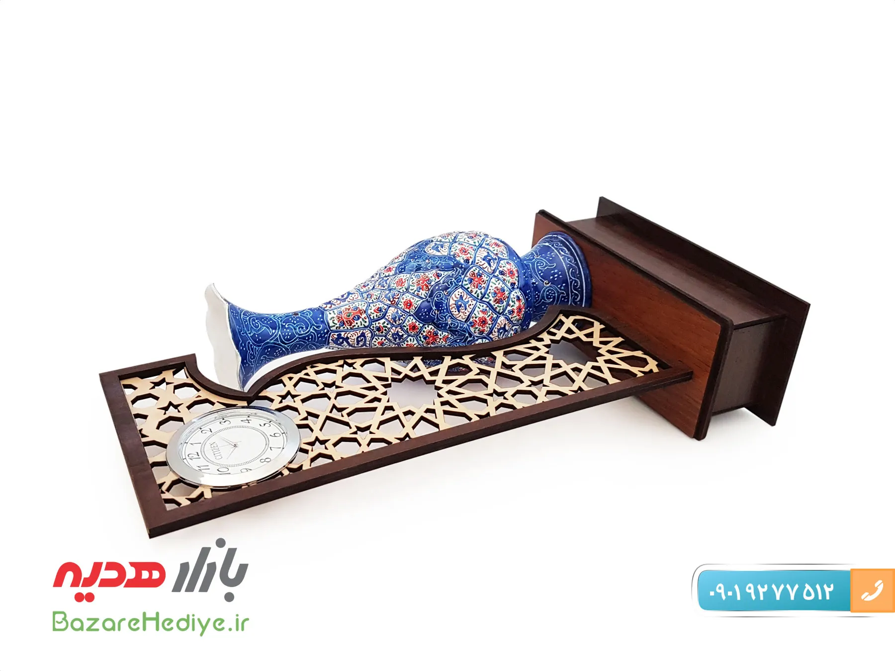 تندیس ساعت گلدان ۲۰ سانتی میناکاری