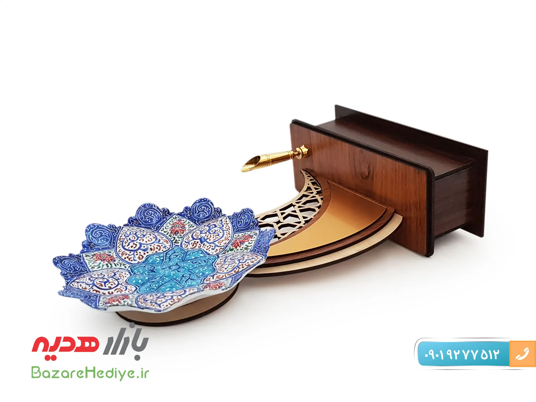 تندیس جا قلمی مشبک میناکاری اصفهان