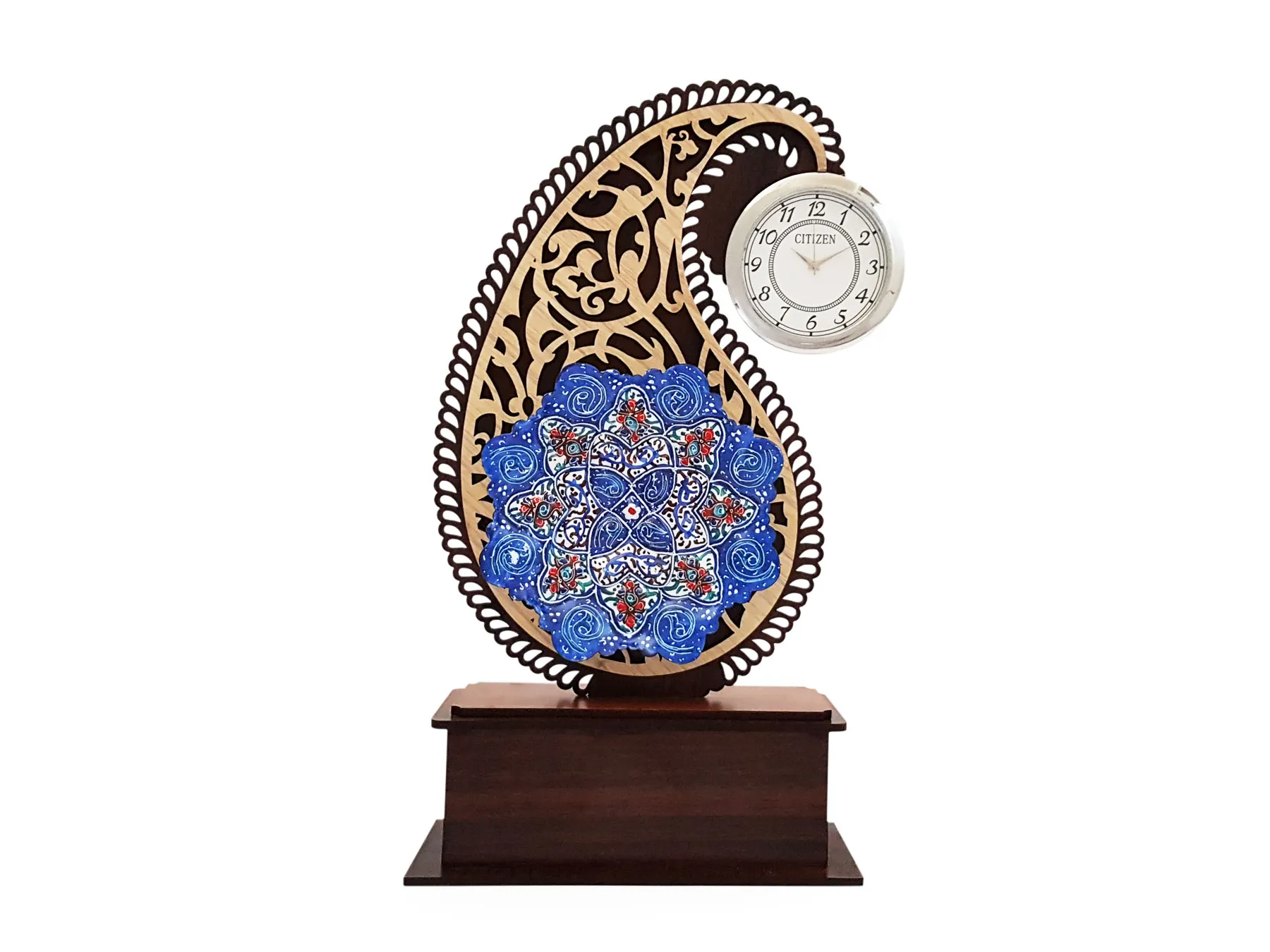 تندیس میناکاری ساعت دار نقش جهان