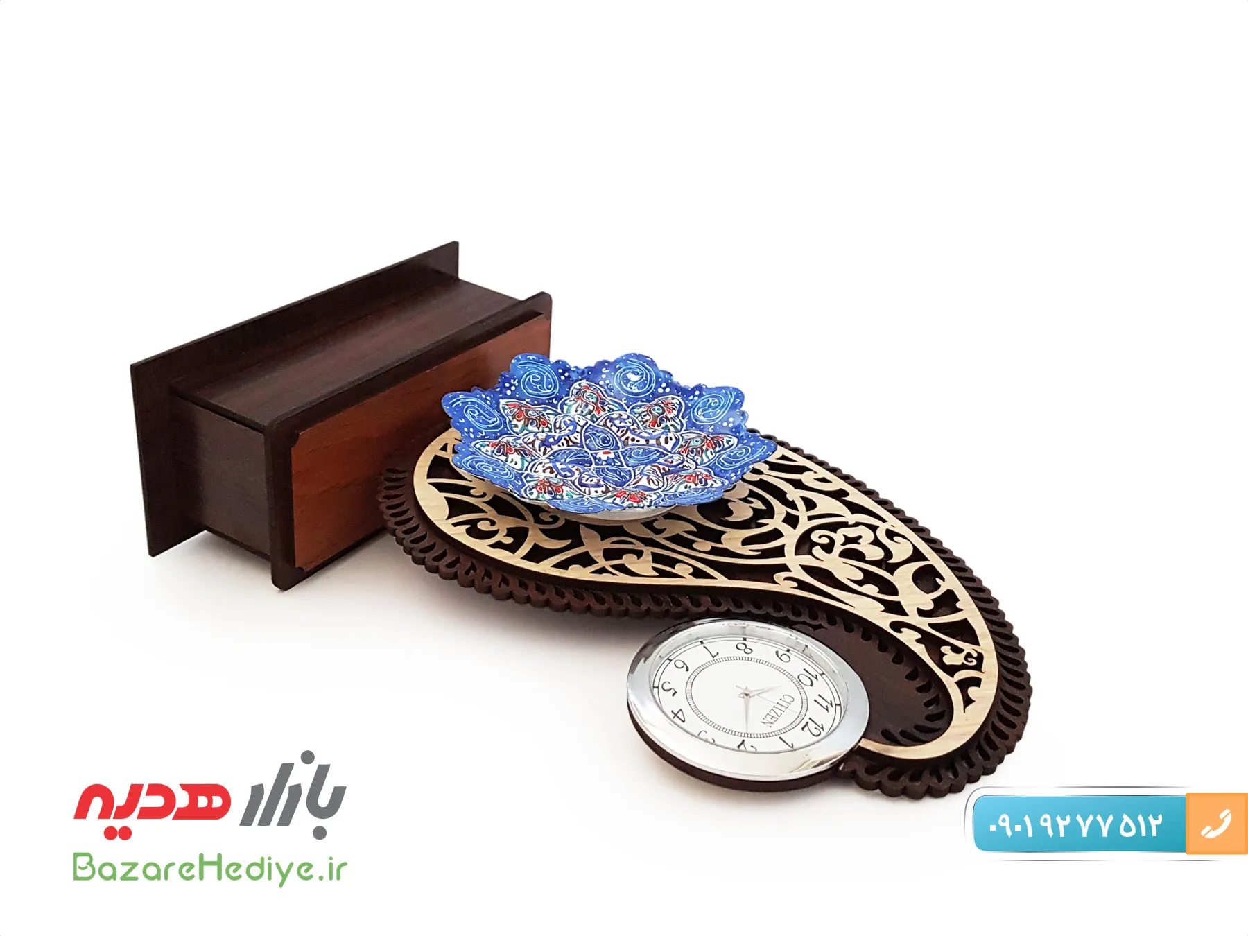 تندیس میناکاری ساعت دار نقش جهان