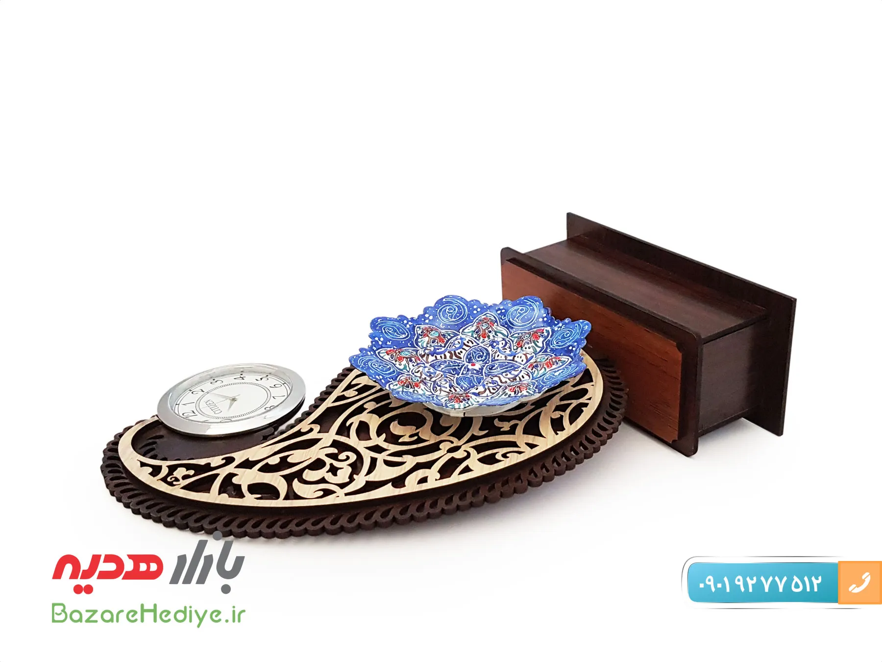 تندیس میناکاری ساعت دار نقش جهان