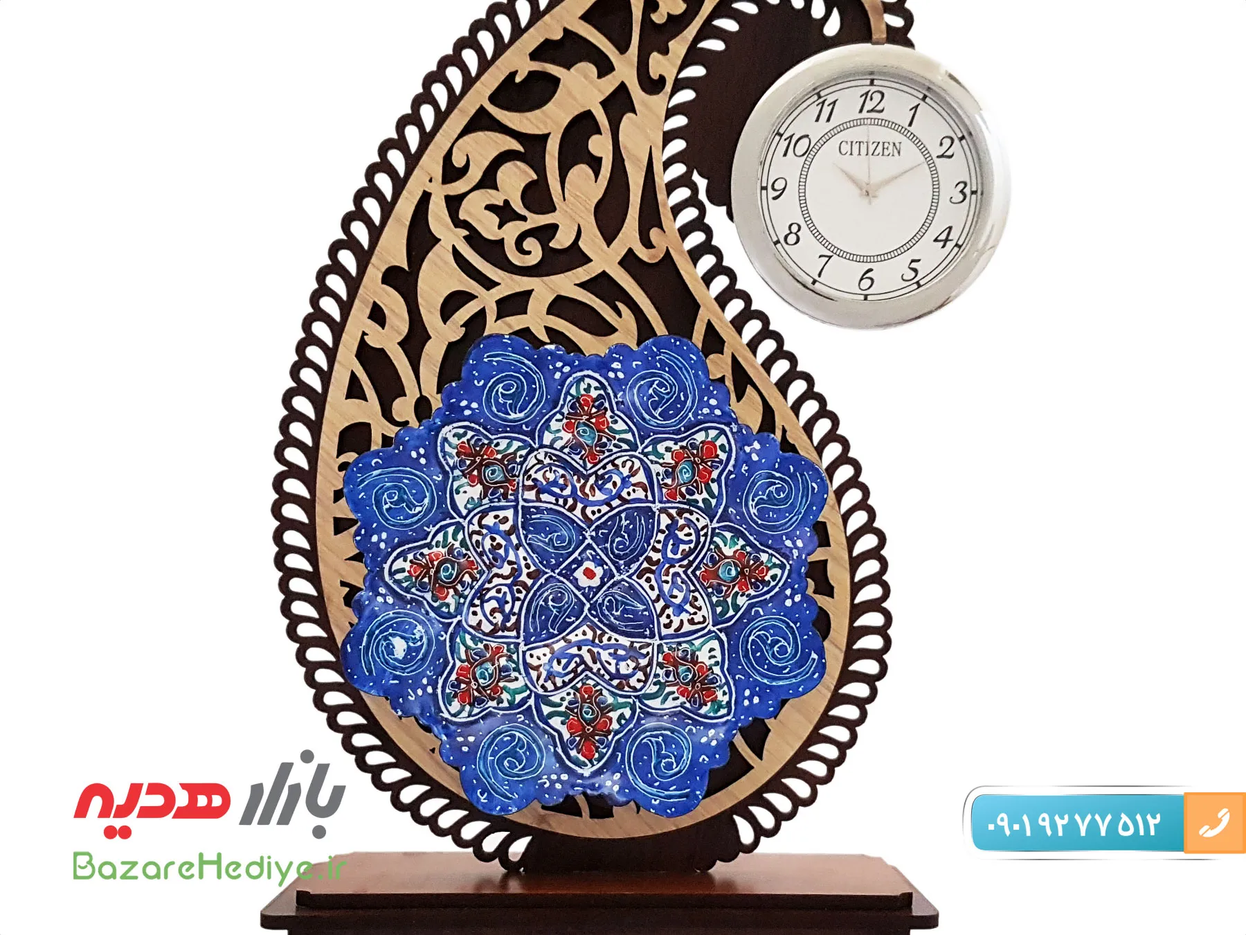 تندیس میناکاری ساعت دار نقش جهان