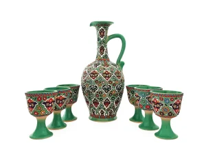 سرویس تنگ و جام سفالی میناکاری شده