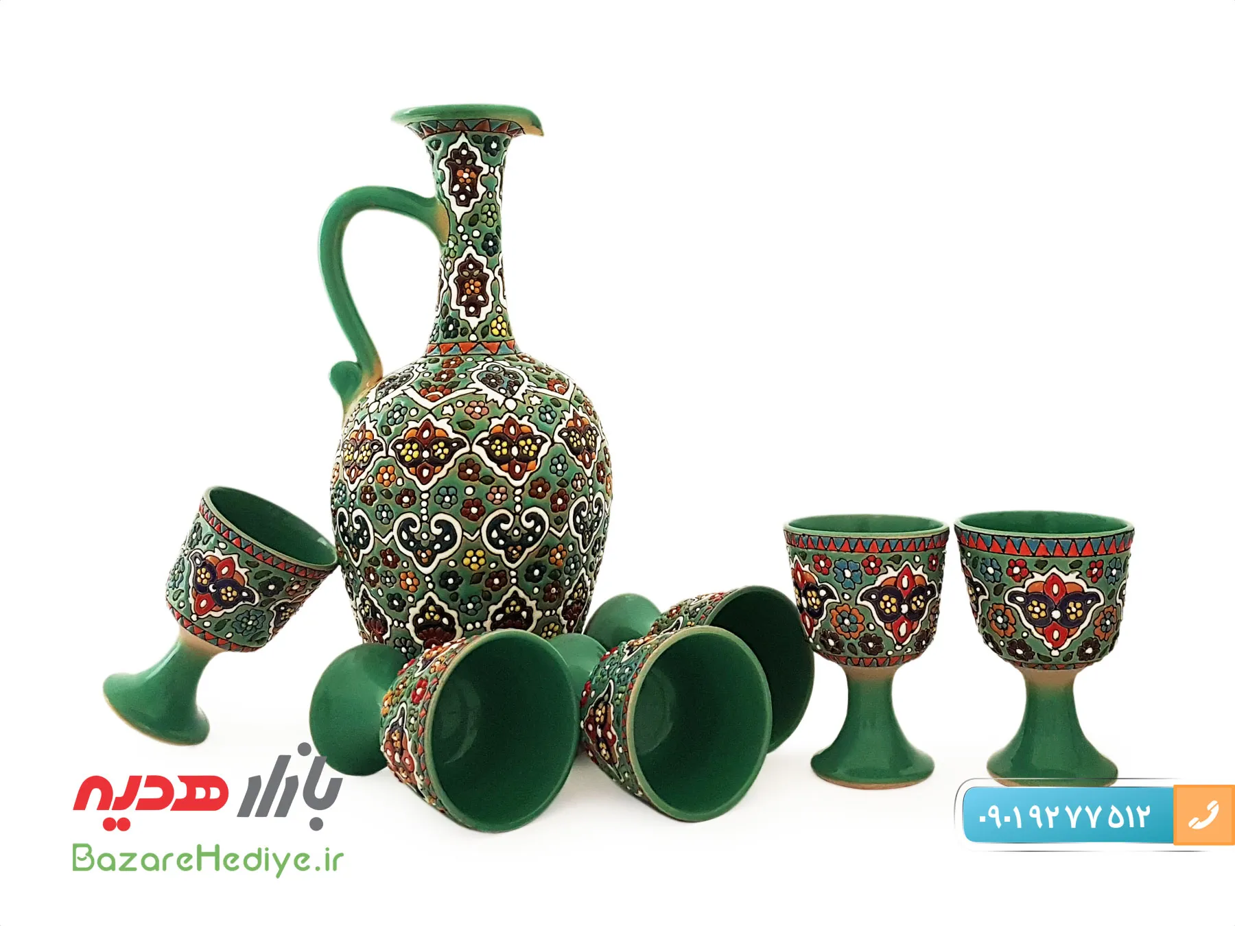 سرویس تنگ و جام سفالی میناکاری شده