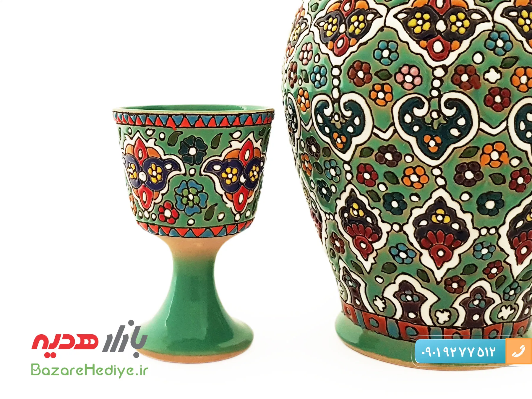 سرویس تنگ و جام سفالی میناکاری شده