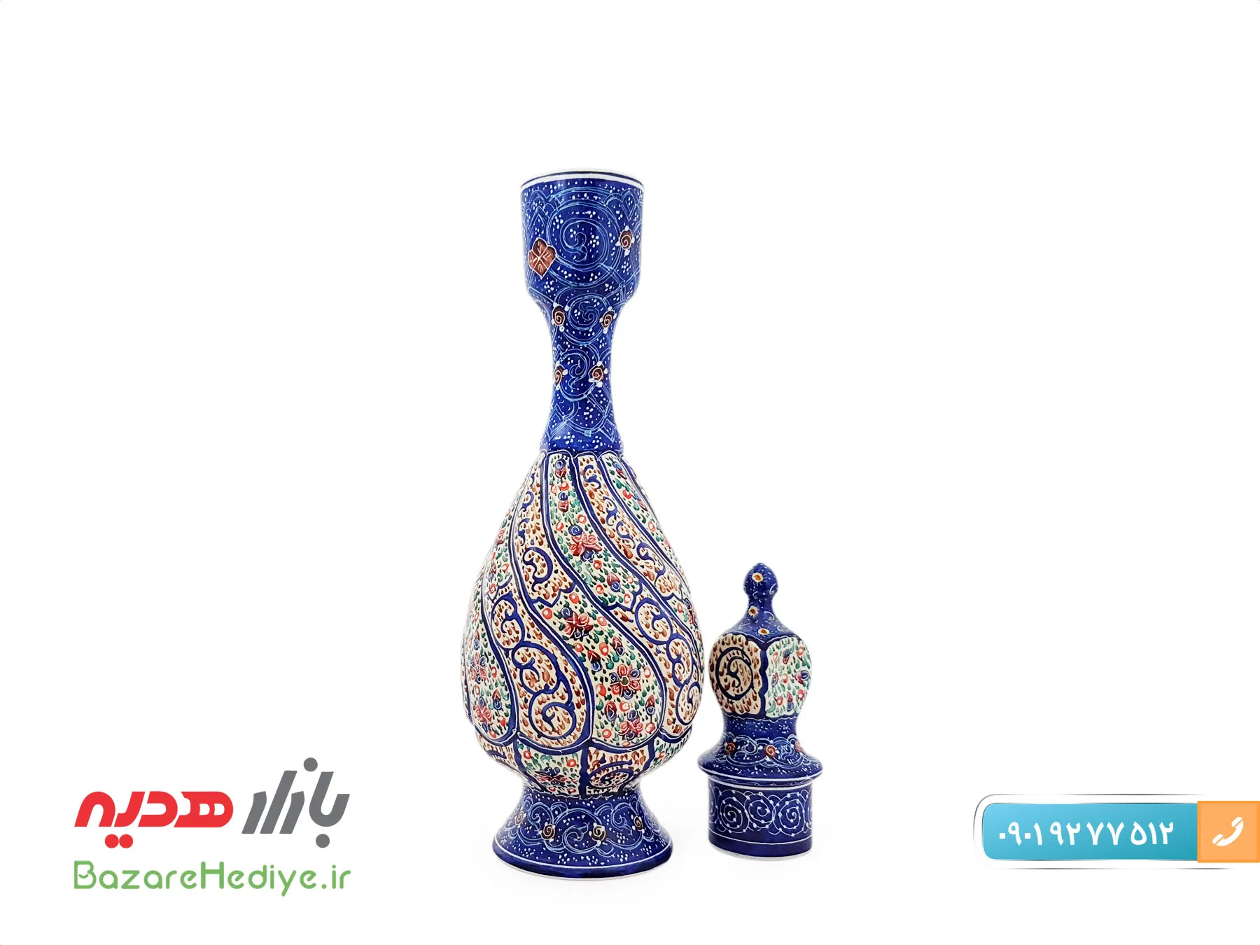 تنگ مسی میناکاری اسماعیلی ارتفاع ۲۲ سانتی متر