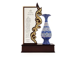 تندیس میناکاری شده طرح لوح تقدیر با گلدان ۲۰ سانتی